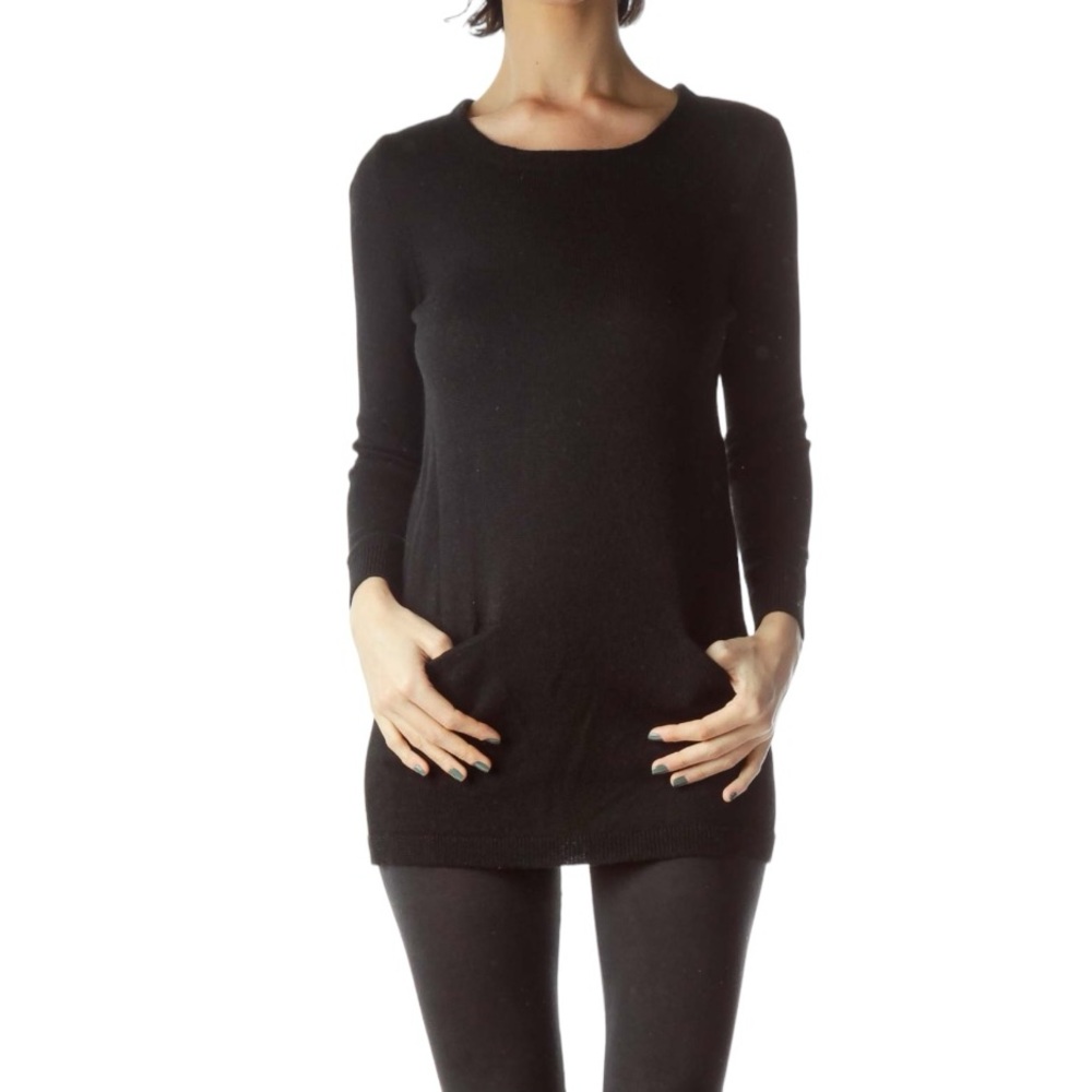 J. Crew Women’s 100% Merino Wool Long Sleeves Black Tunic Sweater Top Size XS